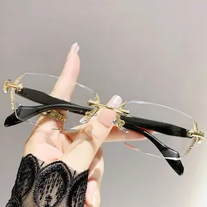 Elegant Plain Glass Spectacles for Everyday Wear Women's Stylish Frameless Design Comfortable Fit Clear Vision Versatile Choice