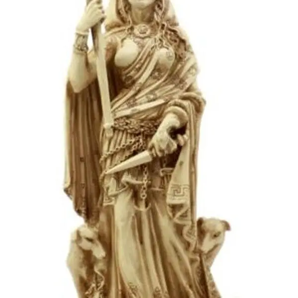 Ebros Ivory Resin Hecate Sculpture - Greek Goddess Hekate Figurine with She-Dogs, 10.75in Home Decor Statue