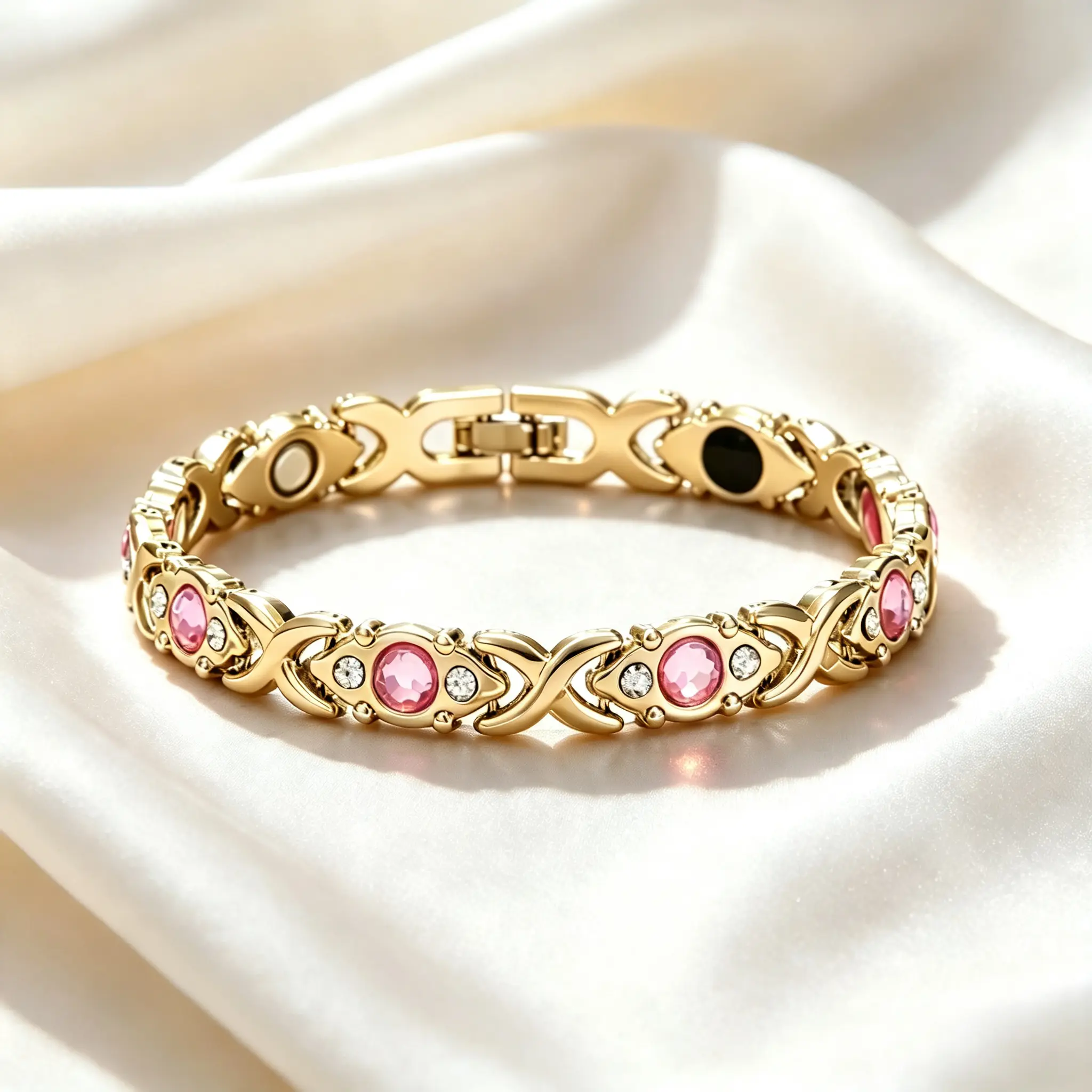 Magnetic Energy Bracelet For Women, Magnet Wristband, Eco-Friendly Alloy Bracelet Adorned With Glittering Rhinestones, Womens Fashion Wrist Jewelry, Excellent Gift Choice