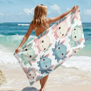 1pc Mascot Hexagon Dinosaur Salamander Beach Towel, Mexican Water Buffalo Bath Towel, Anti-Wrinkle Quick Dry, Outdoor Use