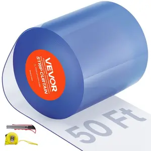 VEVOR Clear PVC Strip Curtain, 50 ft Lengthx 8 in Width, Plastic Door Strip Bulk Roll, Walk in Freezer Cooler Curtain Strips for Doorways of Supermarket, Garage, Warehouse, Barn, Pet Animal House