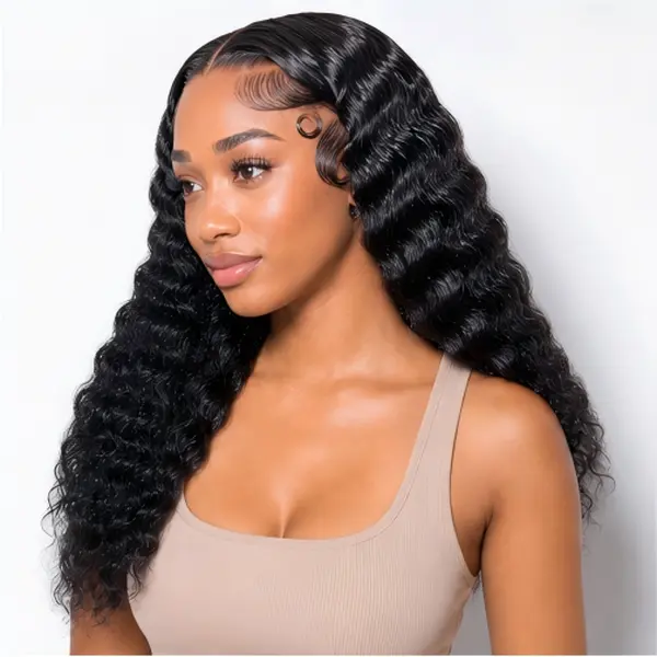 Shewell 5*5 Deep Wave HD Transparent Lace Human Hair Wig - 300% Density  Glue-Free  Drawstring  Ready to Wear