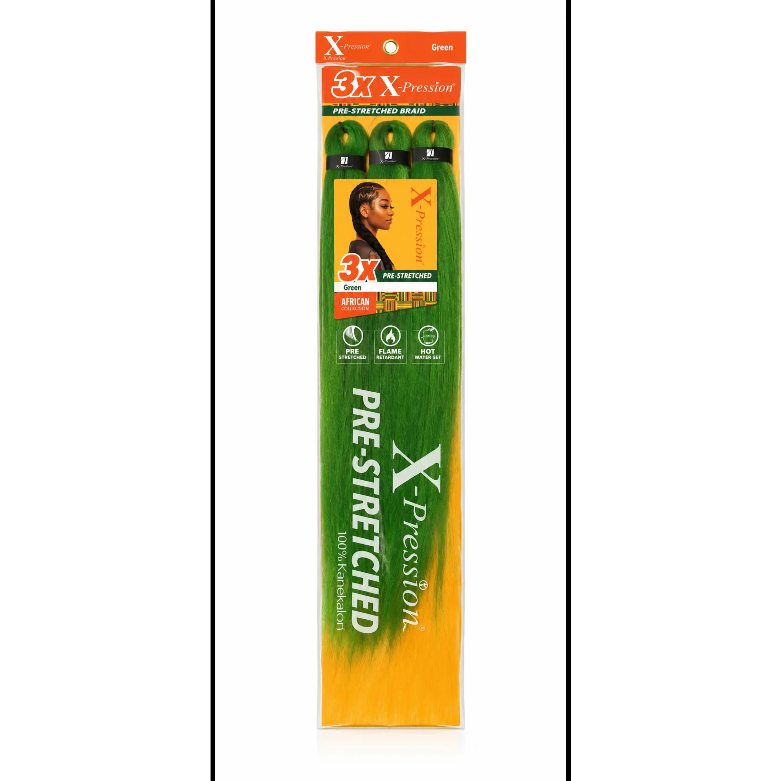 X-Pression 3X Pre-Stretched Braiding Hair 58” – Green – 100% Kanekalon