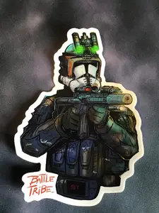 Combat Tribe “Commander” Trooper sticker, Hard Hat Sticker, Bue Collar Sticker, Construction Sticker, Hard hat stickers, lunchbox sticker, Journeyman sticker, 409 carpenters, working class, carpenters stickers, union stickers