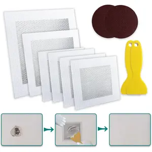 Drywall Repair Kit for Large and Small Holes, Self Adhesive Plaster Wall Patch Kit with Scraper and Sandpaper
