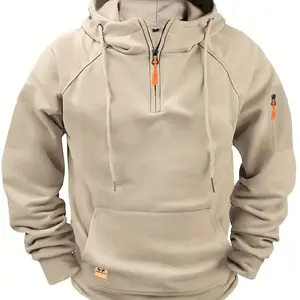Men's Regular Fit Patched Pocket Drawstring Hoodie, Casual Long Sleeve Raglan Sleeve Hooded Sweatshirt for Fall & Winter, Men's Clothes for Daily Wear Jacket Outfits Tops Fleece