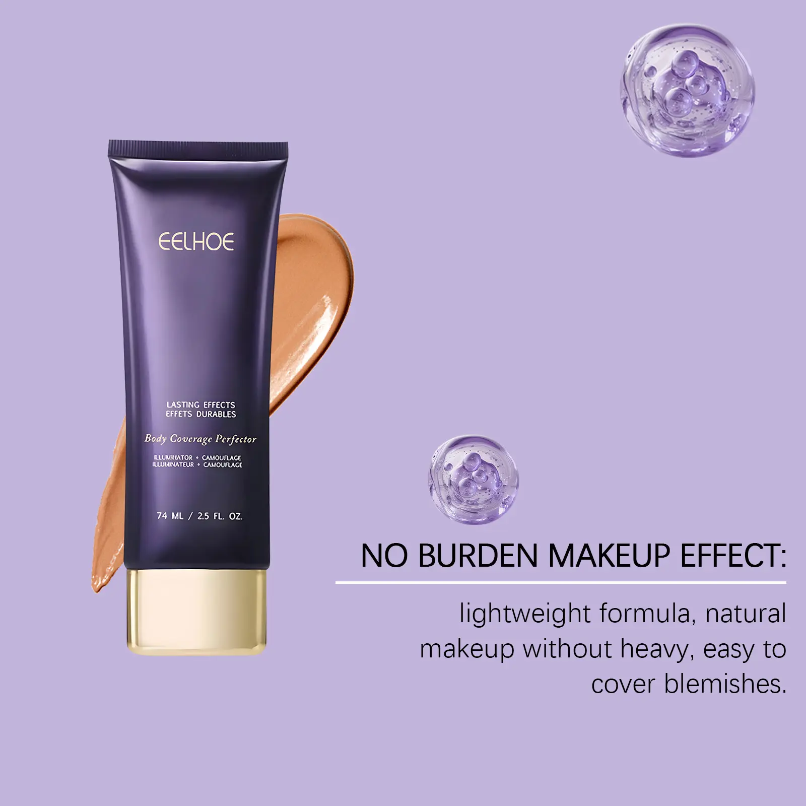 Body Coverage Cream, Blendable Lightweight Concealer Solution for Imperfections, Even Tone, All Skin Types, 74ml