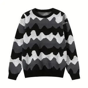 "Wave - Patterned Knit Sweater | Trendy Monochrome Style for Effortless Cool Clothes Knitwear
