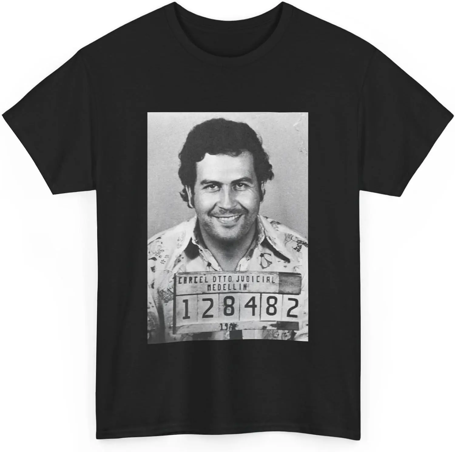 Pablo Escobar Mugshot El Chapo T-Shirt – Retro Narco Fashion Outfit for Men and Women, Vintage Mexican Streetwear Unisex Shirt, Full Size, Full Color.