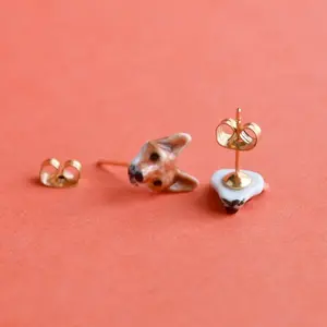 Red Fox Earrings | Camp Hollow Ceramic Animal Jewelry | Porcelain Pendant