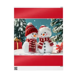 Snowman Couple Wrapping Paper | Christmas Holiday Gift Wrap