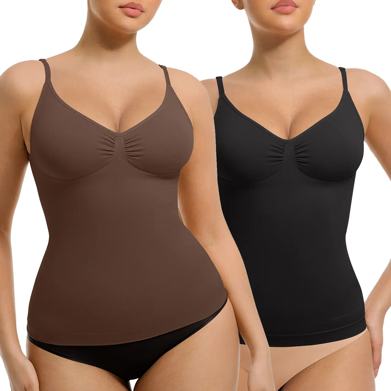 FeelinGirl Viral Shapewear 2-Piece Seamless Tank Top Tummy Control Cami Spaghetti Strap Underwear Womenswear Set