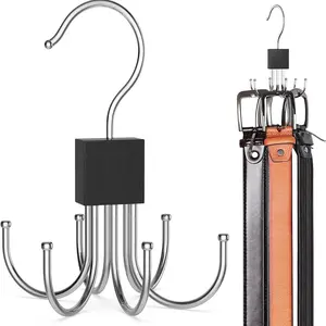 1pcsBelt Hanger, Belt Organizer for Closet Rotating Hanger 360° Rotatable Max 24 Belt Storage Space Saving Closet Organizers and Storage for Belt, Bra, Tank Top, Tie, Scarf, Purse