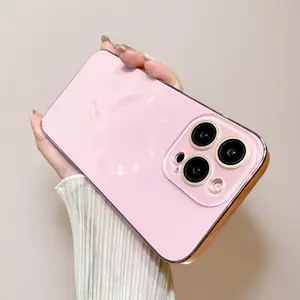 Durable Magnetic Protective Smartphone Casing Cover for iPhone 12/13/14/15/16 Pro Max & Plus (6.1-6.7 in), All-Round Camera Protection, Pink, Wireless-Ready Devices Accessory