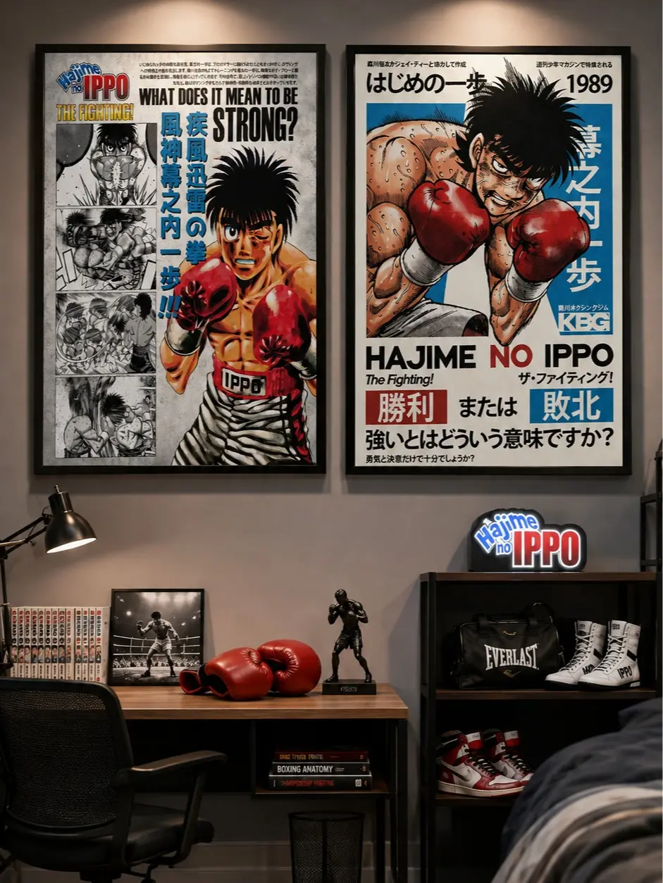 Hajime no Ippo Retro Boxing Manga Canvas Poster, Vintage Japanese Anime Wall Art, Motivational Gym Decor, Mens Room Decor, Collectible Gift for Boxing Fans