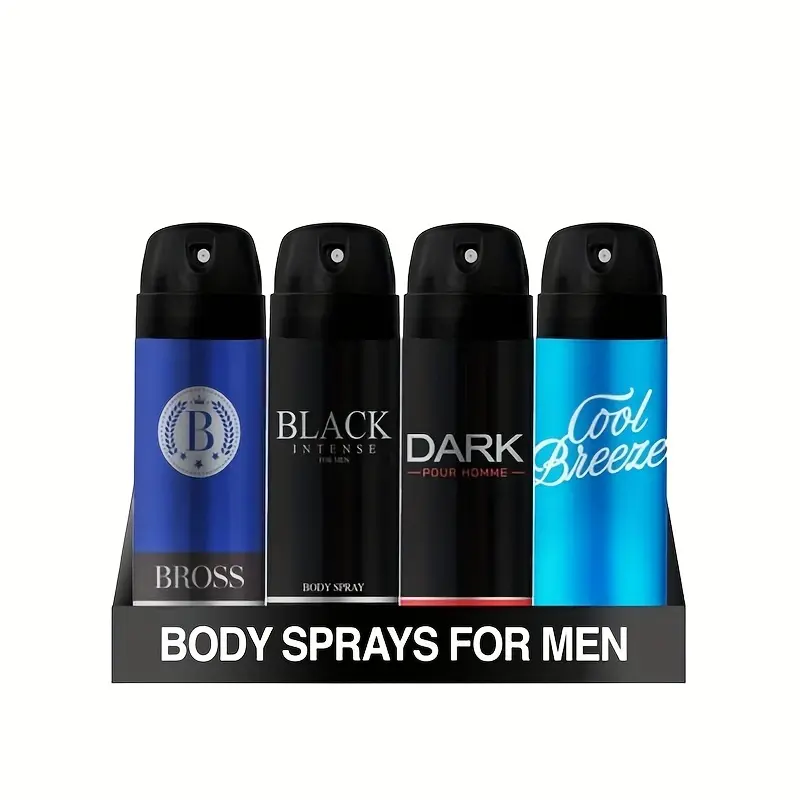 Valentine's day gift, 4 bottles of Body Spray Aerosol Display 6.76Floz Men, Gift for man, Edp, Romantic Gift High Quality Fragrance Fragrances Perfumes
