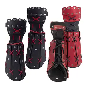Medieval Ninja Samurai PU Leather Arm Armor Bracer Long Glove Viking Knight Cosplay Costume Steampunk Fantasy Gauntlet Wristband