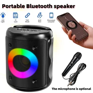 GDHENGYIN HY-312 wireless speaker, Bluetooth speaker, optional microphone, single 3-inch speaker, outdoor wireless speaker, party disco light, TWS，TF，AUX，MIC， portable