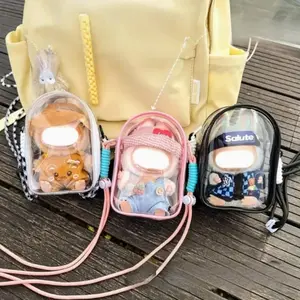 3-Piece Labubu Monster Series Storage Box Set, Transparent PVC Display Case, Includes Organizer Bag + Lanyard, Compatible with Labubu Dolls