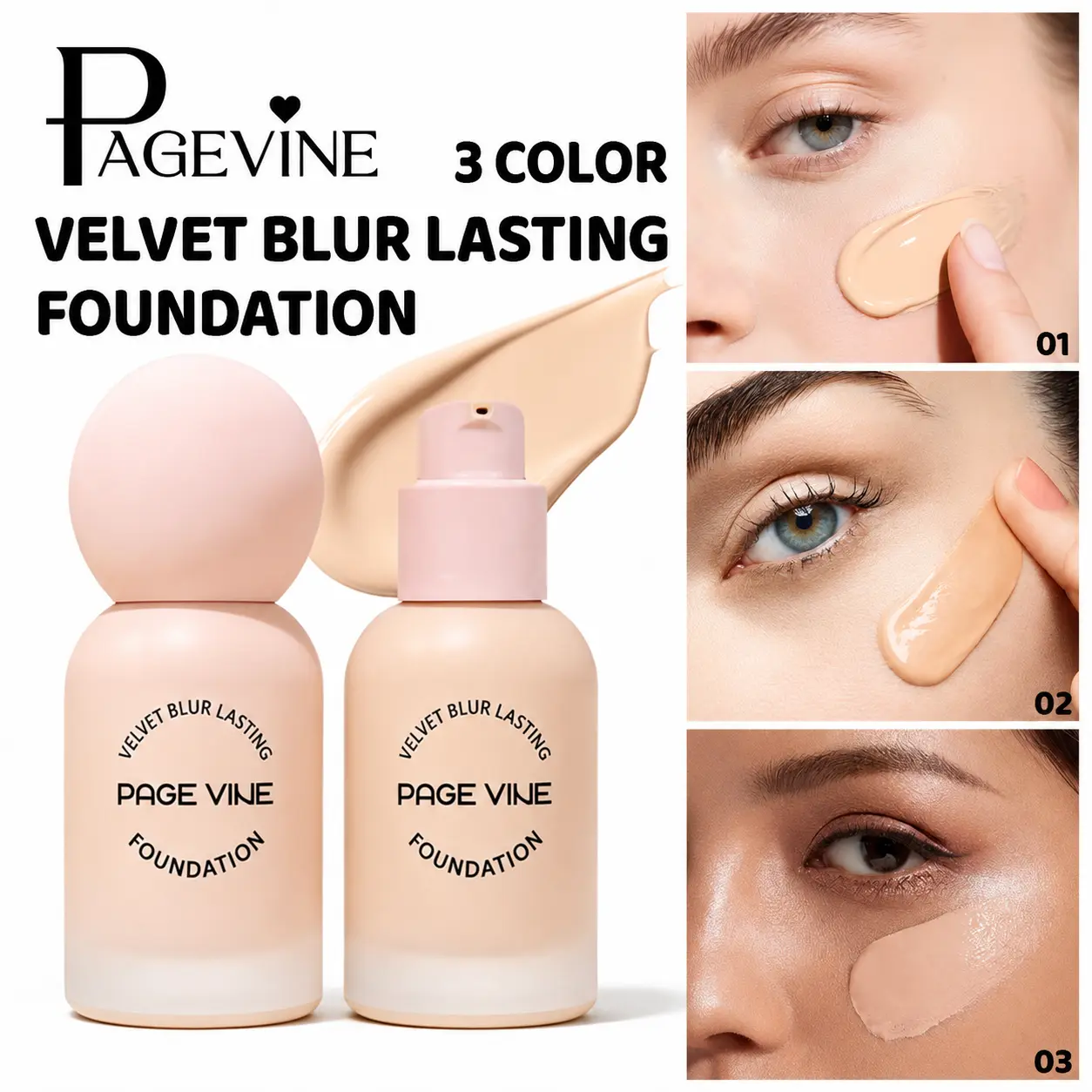 Velvet Blur Lasting Foundation, Lightweight Breathable Liquid Foundation with Soft-Focus Finish, Buildable Coverage for Blemishes & Uneven Tone, Oil Control Hydrating Face Makeup.