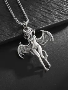 Cute Bat Girl Pendant Necklace, Durable Alloy Jewelry, Gothic Mystery Jewelry, Trendy Personalized Accessory, Eco-Friendly Design, Perfect Gift Idea