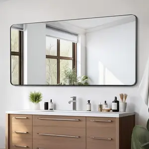 VEVOR Wall Mounted Makeup Mirror, TikTokShopBlackFriday, 0.15" Thick, 36" x 72" Mirror with Aluminium Alloy Frame & Explosion-Proof Film, Scratch-Resistant Mirror with Z-Shaped Bracket, Fit for Bathroom/Bedroom/Living Room