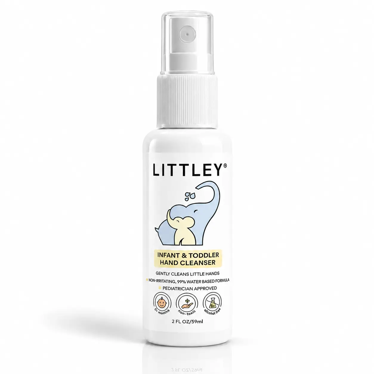 Littley 2oz infant & toddler hand cleanser | alcohol-free hand spray for kids | fragrance-free travel size
