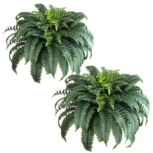 Amada 88 Leaves, 48 Inch Artificial Boston Fern Large Bush Plant, 2 Bundles Faux Ferns, Suitable for Outdoor and Home Decor
