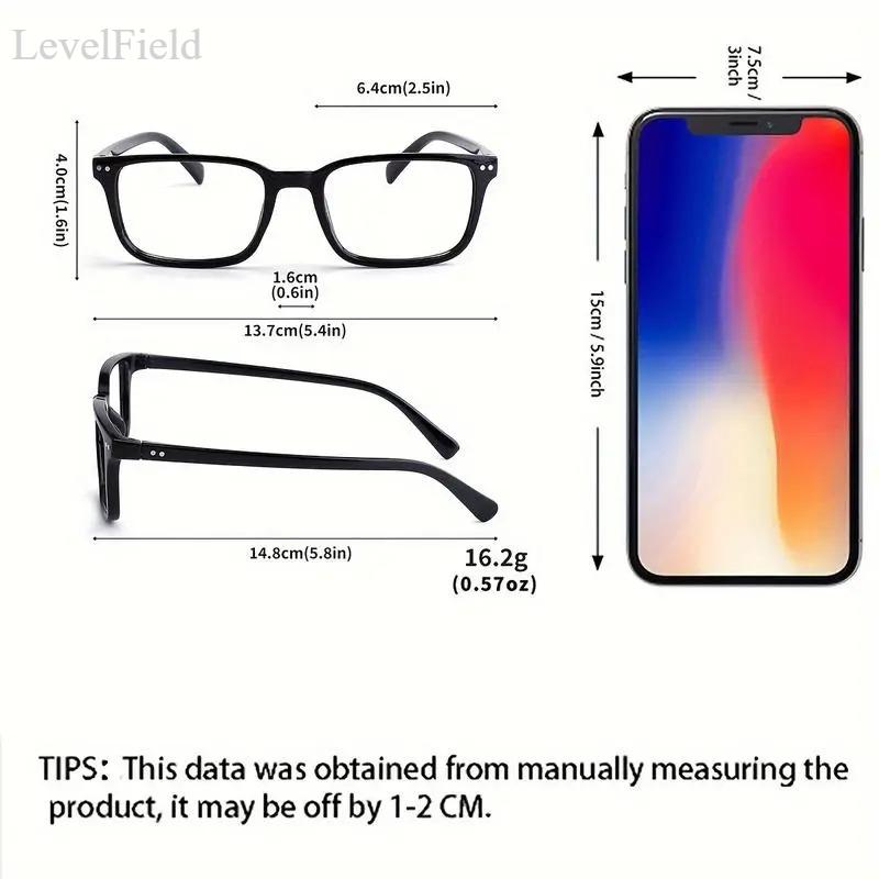 LevelField 2-Pack Blue Light Blocking Glasses for Men Women Rectangular Frame Computer Glasses Lightweight Full Rim Clear Lens Anti Eye Strain Eyewear for Work Office Gaming Study Daily Use