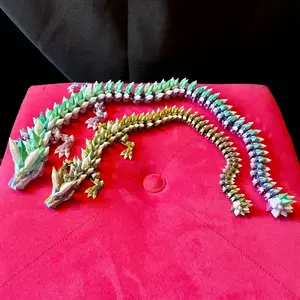 Articulated Crystal Dragons | 3D printed plastic articulated small and large crystal dragons fidget toy Decor Gift Multicolor