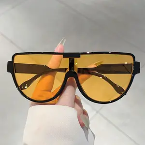 1 Pair of Summer Trend Shield Slim Sunglasses with semi-circular personalized design for back-to-school, beach and outdoor activities, providing UV protection and fashionable glamour.