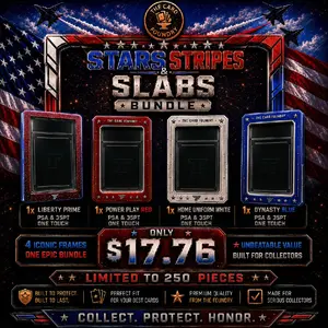 Stars Stripes and Slabs Bundle for PSA / 35PT One Touch cards (1 each of Liberty Prime, Power Play Red, Home Uniform White & Dynasty Blue)
