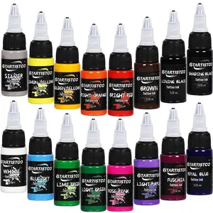 16 Color Tattoo Ink Set Kits 15ML, Vibrant Coverage, Vegan Friendly, Ideal for Beginners, Tattoo Enthusiasts, Artists
