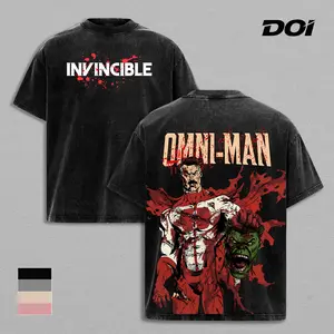 Omni-Man – Invincible Brutal Victory Graphic Tee, Vintage Washed Superhero Shirt, Viltrumite Power Bloody Scene Design, Dark Comic Style Print, Unisex Streetwear Heavyweight Cotton Tee, Gift for Invincible Fans