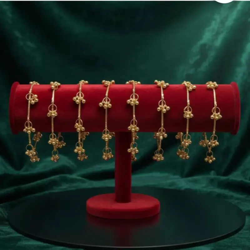 Kashmiri Ghungroo Bangles Set: Gold Tone Traditional Indian Bridal Jewelry pack of 8