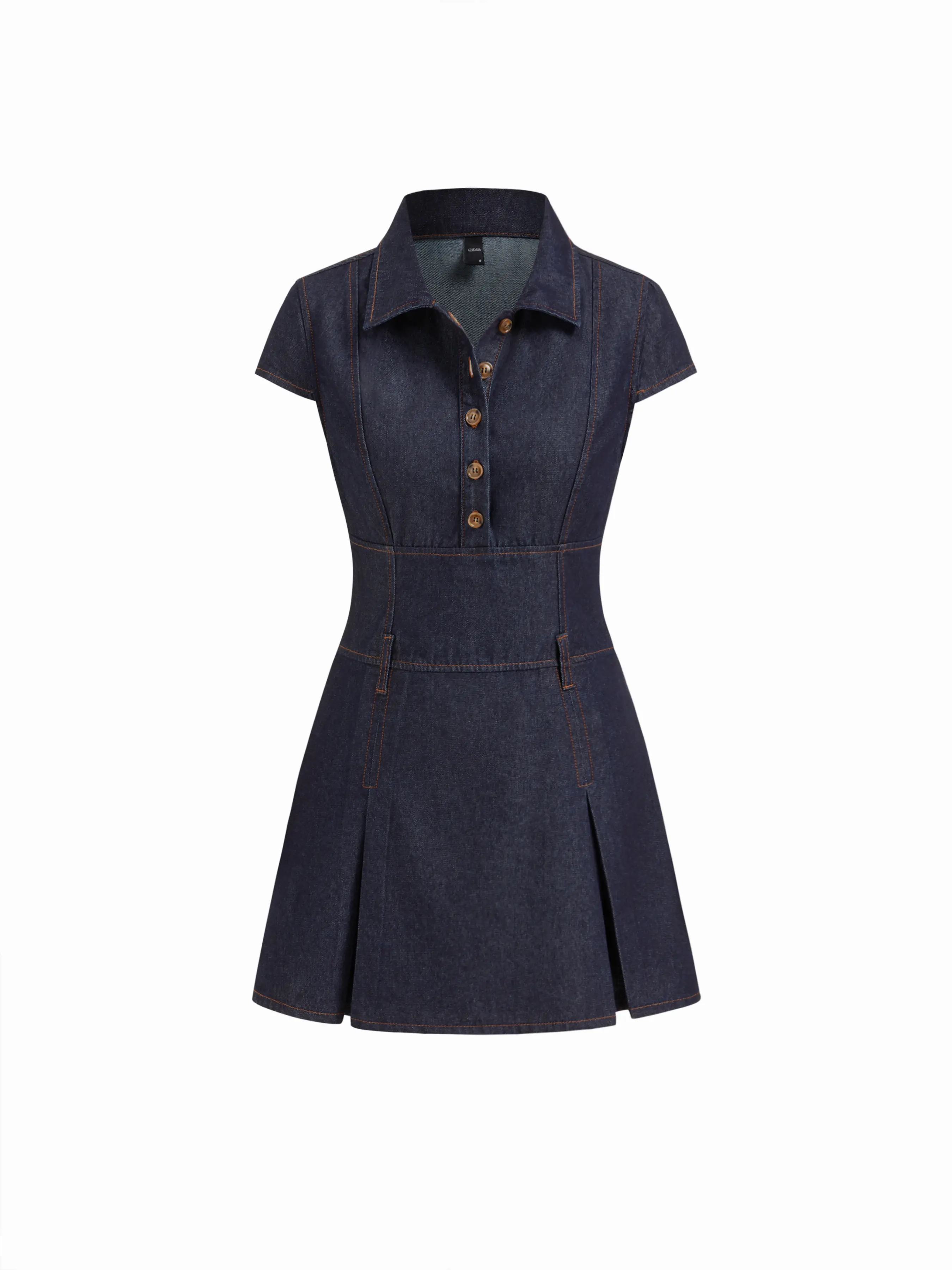 Cider Women's Casual Collared Denim Button-Front Mini Dress