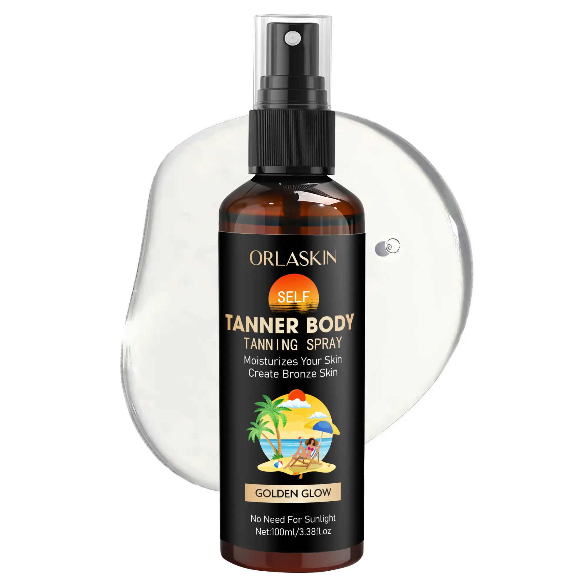 ORLASKIN Gradual Sunless Self-Tanner Spray - Moisturizes Your Skin, Face & Body Tanning Product for Adults, Streak-Free, Apply Evenly, Natural Golden Glow, Natural Glow, None