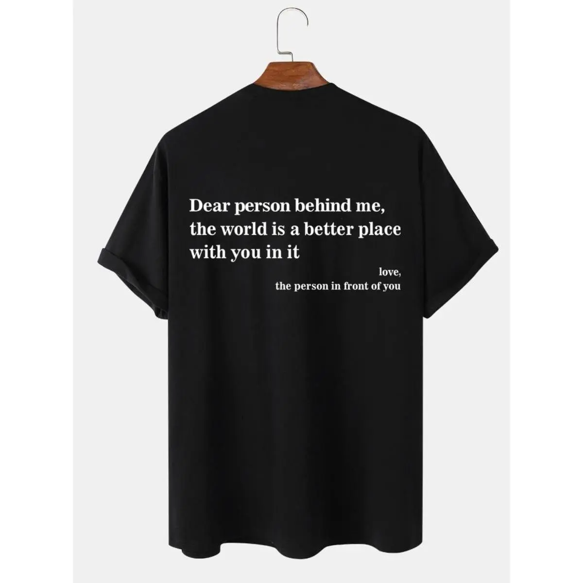 Men's Fitted Graphic T-shirt, 'Dear Person Behind Me' Slogan, Casual Drop Shoulder Short Sleeve Top, Tshirt