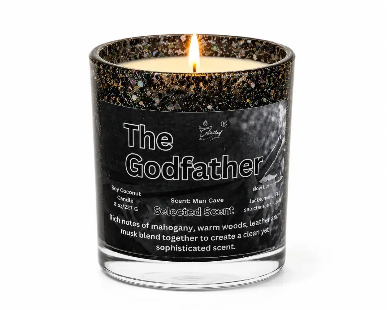 The Godfather 8 Ounce Candle – Bold, Sophisticated Masculine Fragrance by Selected Scent