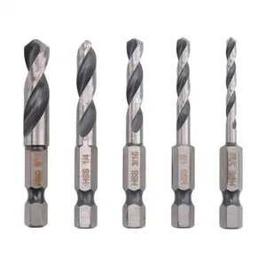 1/4 Hex Shank Drill Bit Set 5PCS Stubby Drill Bit Set for Metal M2 Short Length Drill Bit Steel for Quick Change Chuck
