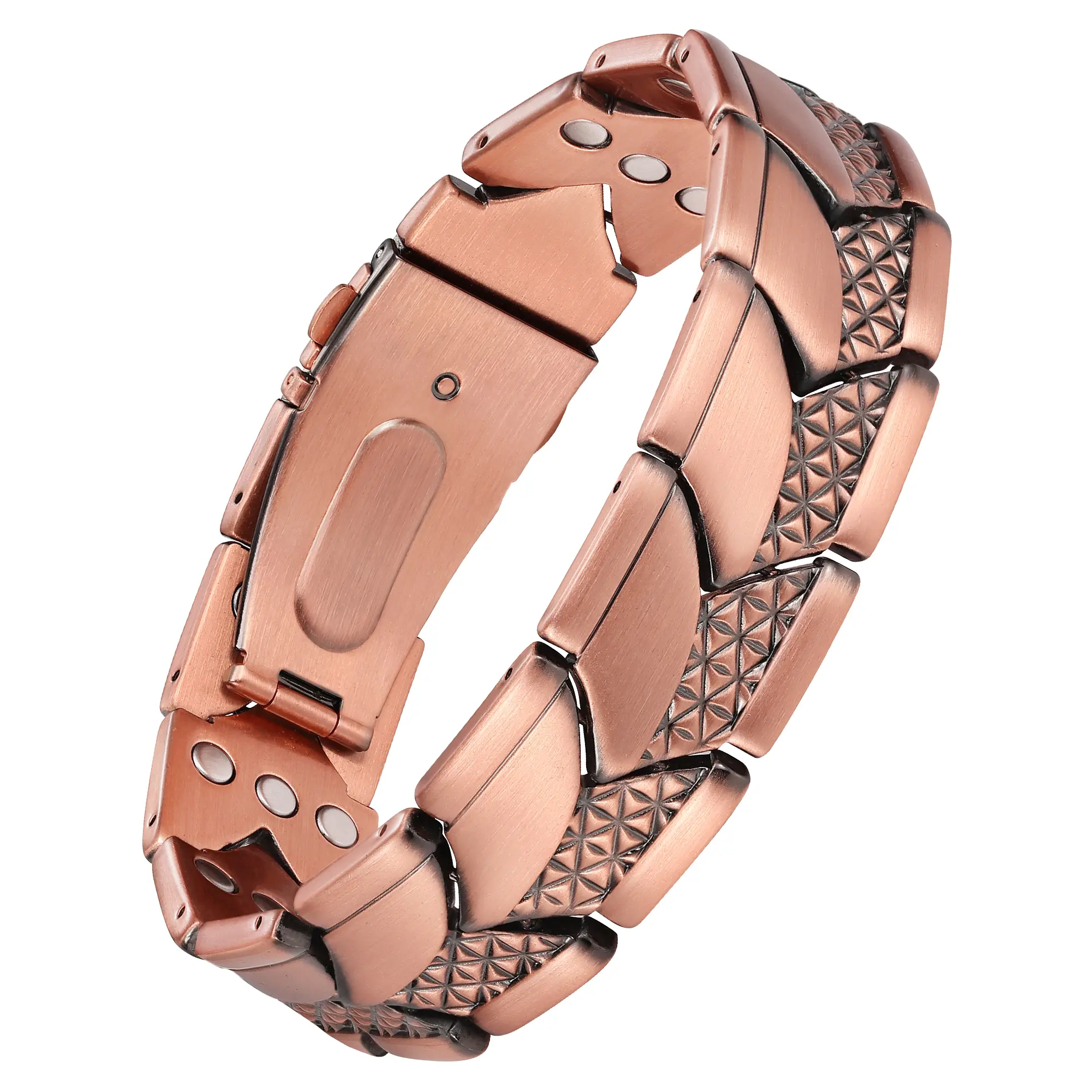 Feraco Copper Bracelet for Men, Unique Scale-Link Design, 3X Ultra Strength Magnetic  Bracelet, 99.99% Pure Copper with 3800 Gauss Magnets, Adjustable Fit