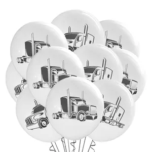 Malayan Products Truck Driver Balloons Latex 12 Count, Trucker Birthday, Trucking Party Event Supply, Big Rig, Semi-Truck,18 Wheeler, CDL Balloons, 12 Inch Standard Size (Truck Mix)