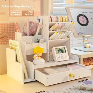 Tilted pen holder, student desk stationery organizer, desk shelf, office desk drawer pen bucket, storage box, all-in-one