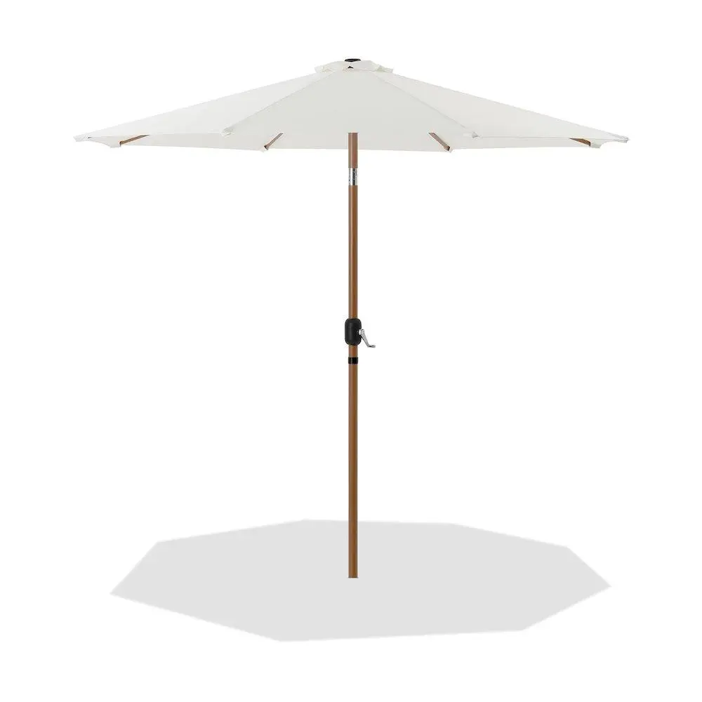 Fiji White Fabric Patio Umbrella, Standalone Outdoor Shade Solution with Sun Protection for Patio Use