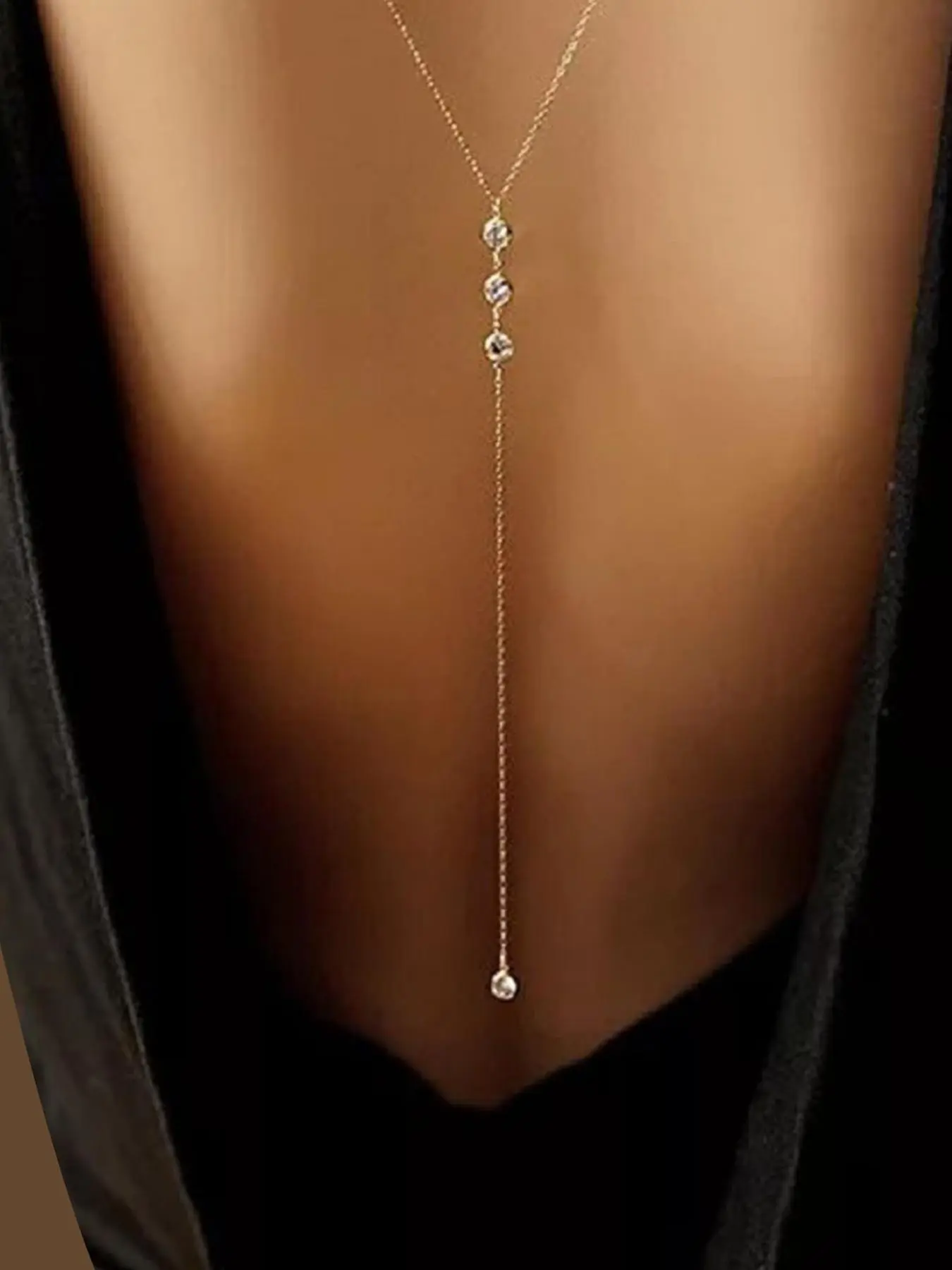 Women's Elegant Back Necklace, Exquisite Trendy Back Chain, Chic Body Jewelry Clavicle Chain Jewelry for Party & Daily Clothing Decor, Birthday Gift, Body Jewellery