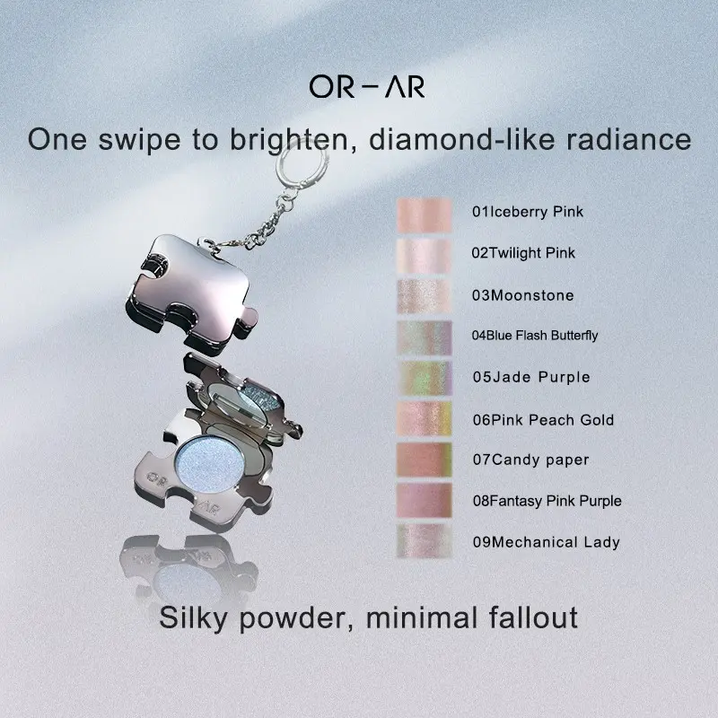 Original Artist Puzzle-shaped Design Mini Shimmer Highlighter Super Glitter 9 Colors Single Highlighter Makeup For Daily