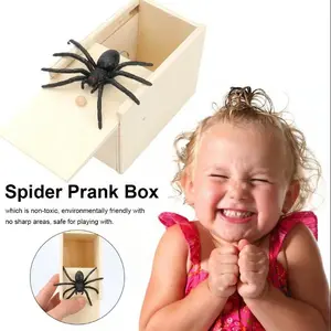 DIY Spider Prank Box Wooden Craft – Funny Jump Scare Surprise Box for Friends, Party Games, Desk Decor & Gift Idea