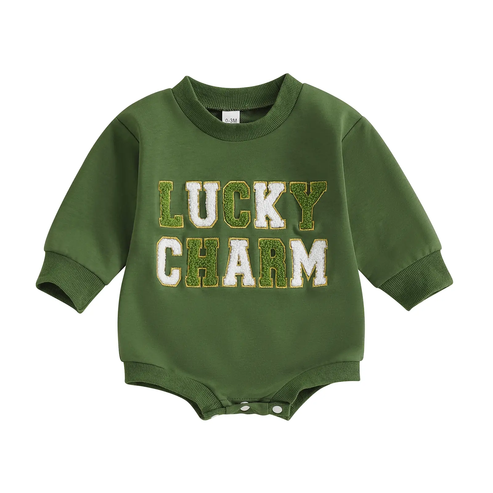 Lucky Charm Shirt Newborn Clothes Baby Girl Sweatshirt Romper Cute Letter Embroidered Long Sleeve Bodysuits Round Neck Casual Irish Outfit