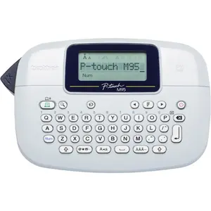 Professional Label Maker PTM95 with 9 Type Styles and 8 Deco Patterns for Small Business, Home Office Organization, and Storage Labels-Portable Handheld Design with QWERTY Keyboard