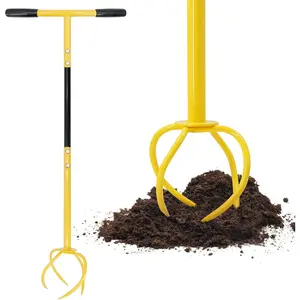 Steel Garden Cultivator Manual Twist Tiller Soil Loosener Garden Claw Hand Tiller for Garden Bed Plant Box Lawn Aerator Shovels